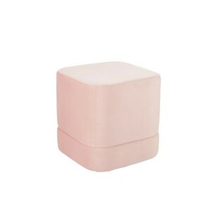 Růžový sametový puf / stolička Square - 46*46*46cm