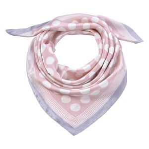 Růžový šátek s bílými puntíky a šedivým lemováním - 70*70 cm