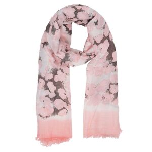 Růžový šátek s květy - 90*175 cm