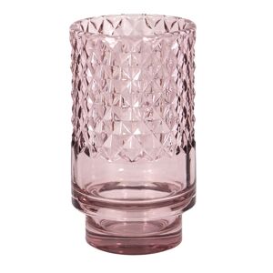 Růžový skleněný svícen na čajovou svíčku Houder - Ø 7*12 cm Clayre & Eef