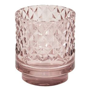 Růžový skleněný svícen na čajovou svíčku Houder - Ø 7*8 cm Clayre & Eef