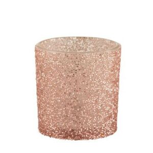 Růžový skleněný svícen Pearl pink - Ø 7*8 cm