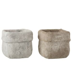 Sada 2 betonových květináčů Ciment – 16,5*16,5*14,5 cm