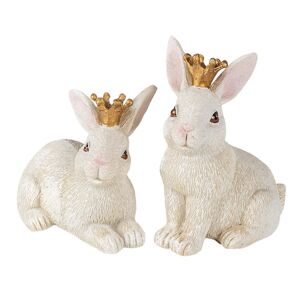 Sada 2ks dekorace králík s korunou - 8*9*12 / 12*8*10 cm Clayre & Eef