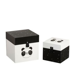 Sada 2ks dřevěných boxů Panda  - 18*18*18cm J-Line by Jolipa