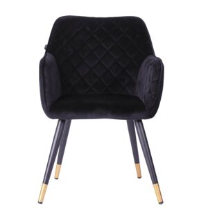 Sametově černá jídelní židle Davanti - 50*58*86 cm
