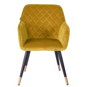 Sametově žlutá jídelní židle Davanti - 50*58*86 cm