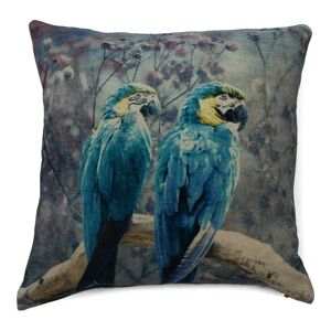 Sametový polštář s papoušky modrá Ara - 45*45*15cm