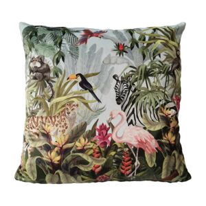 Sametový polštář s plameňákem Jungle Flamingo - 45*45*10cm