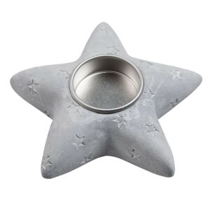 Šedá cementová hvězda na čajovou svíčku - 13*13*4 cm