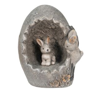 Šedá dekorace králíčci na vajíčku v dekoru kamene - 22*18*27 cm Clayre & Eef