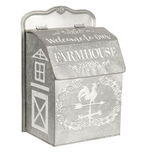 Šedá plechová poštovní schránka Farmhouse - 26*16*37 cm