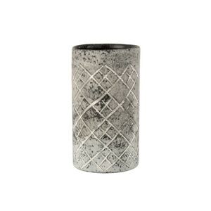 Šedá skleněná váza Checkered  - Ø14*25 cm