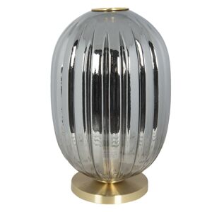 Šedá stolní lampa se zlatým podstavcem Gatien – Ø 20*35 cm E14/max 1*40W