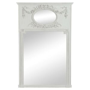 Šedé dřevěné nástěnné zrcadlo s ornamenty -  106*5*160cm