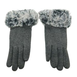 Šedé rukavice s chlupatým lemem - 25*8 cm