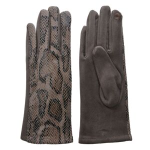 Šedé rukavice v imitaci hadí kůže - 9*24 cm