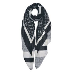 Šedo-černý šátek se vzorem - 85*180 cm Clayre & Eef