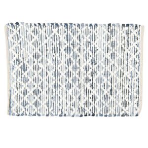 Šedo-modrý bavlněný kobereček s bílým prošitím - 60*90 cm