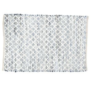 Šedo-modrý koberec s bílým prošitím - 90*140 cm