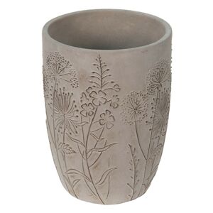 Šedý cementový obal na květináč/váza s lučními květy Wildflowers - Ø19*25cm Clayre & Eef