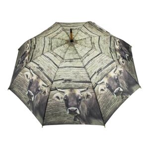 Šedý deštník s motivem švýcarské krávy - 105*105*88cm