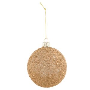 Skleněná vánoční koule s bronzovými perličkami - Ø 8*9 cm