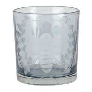 Skleněný svícen na čajovou svíčku s motivem včely - 7*8 cm