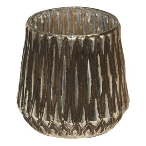 Skleněný svícen na čajovou svíčku s vroubky Vrubie - Ø 13*12 cm Clayre & Eef