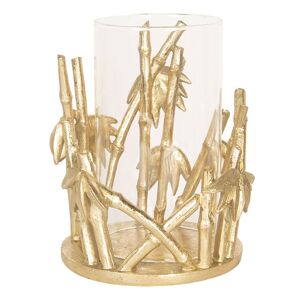 Skleněný svícen na čajovou svíčku Zlatý bambus- ∅ 16*19 cm