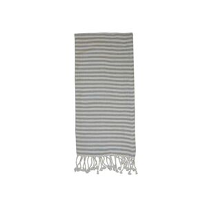 Slabounký bavlněný ručník / osuška se šedými pruhy a třásněmi - 90*180 cm Chic Antique