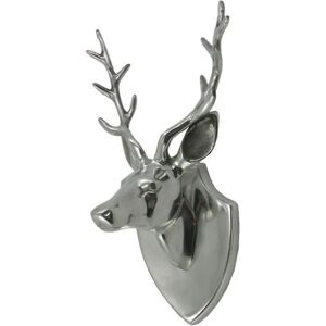 Sříbrná nástěnná dekorace hlava jelena - 33*16*17cm