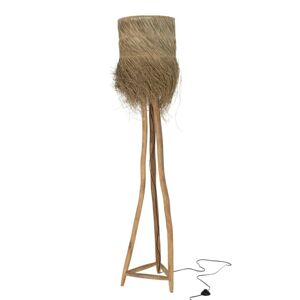 Stojací lampa z teakového dřeva a stínidlem z trávy Rafi grass - Ø 42*175 cm/ E27/ 70W J-Line by Jolipa