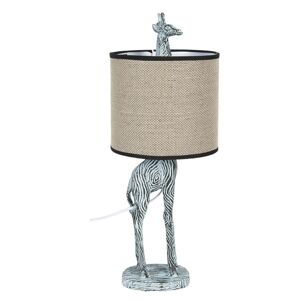 Stolní lampa s hnědým stínidlem a dekorací žirafy – Ø 20*52 cm / E27