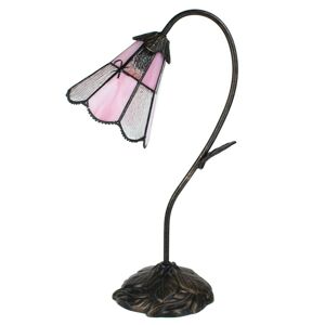 Stolní lampa Tiffany FlowerArc pink - 30*17*48 cm E14/max 1*25W Clayre & Eef