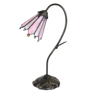 Stolní Tiffany lampa Flowerbell pink - 30*17*48 cm E14/max 1*25W Clayre & Eef