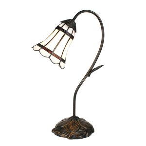 Stolní Tiffany lampa hnědé pruhy BrownLine - 30*17*48 cm E14/max 1*25W Clayre & Eef