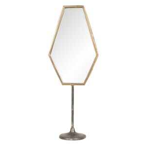 Stolní vintage zrcadlo s hnědo-zlatým rámem - 16*9*45 cm