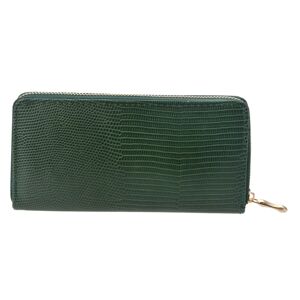 Středně velká tmavě zelená peněženka se zapínáním na zip.  19*10 cm