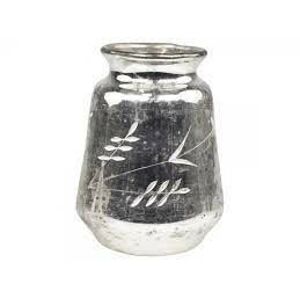 Stříbrná antik skleněná dekorační váza Silb -  Ø 11*15cm Chic Antique