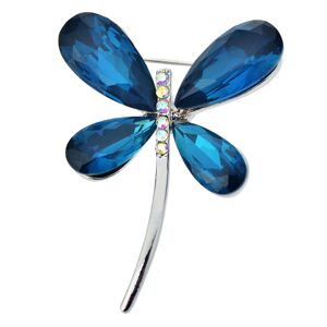 Stříbrná brož ve tvaru vážky s modrými křídly