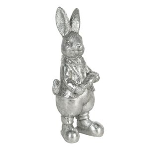 Stříbrná dekorace králíka s mrkví Métallique - 6*6*13 cm