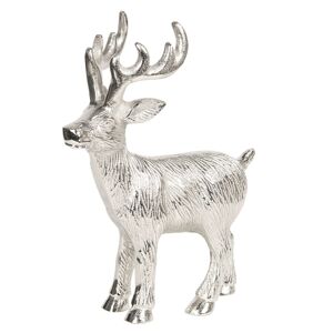 Stříbrná dekorační soška Vánoční sob - 5*14*18 cm