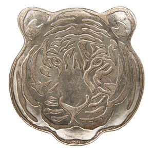Stříbrná dekorativní miska/talířek v dekoru hlavy tygra Tiger - 19*19*2 cm Clayre & Eef