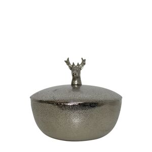 Stříbrná kovová miska s víkem Jelen - Ø 13*13cm