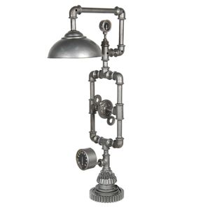 Stříbrná kovová stojací lampa Design - 46*26*98 cm