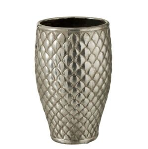 Stříbrná kovová váza Checkered small - Ø19,5*30 cm
