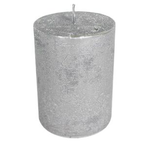 Stříbrná nevonná svíčka XXL válec  - Ø 10*20cm