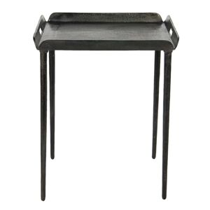 Stříbrno-černý kovový odkládací stolek Macaire - 49*49*59 cm Clayre & Eef