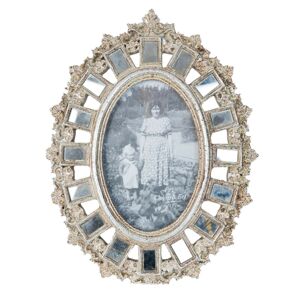 Stříbrný antik fotorámeček se zrcadly - 20*2*26 cm / 10*15 cm